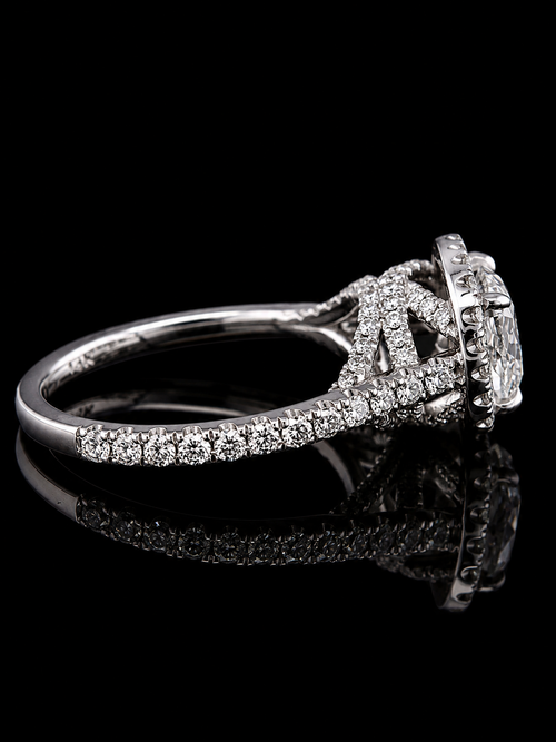 1.59ct Square Cushion Halo Lab Grown Engagement Ring