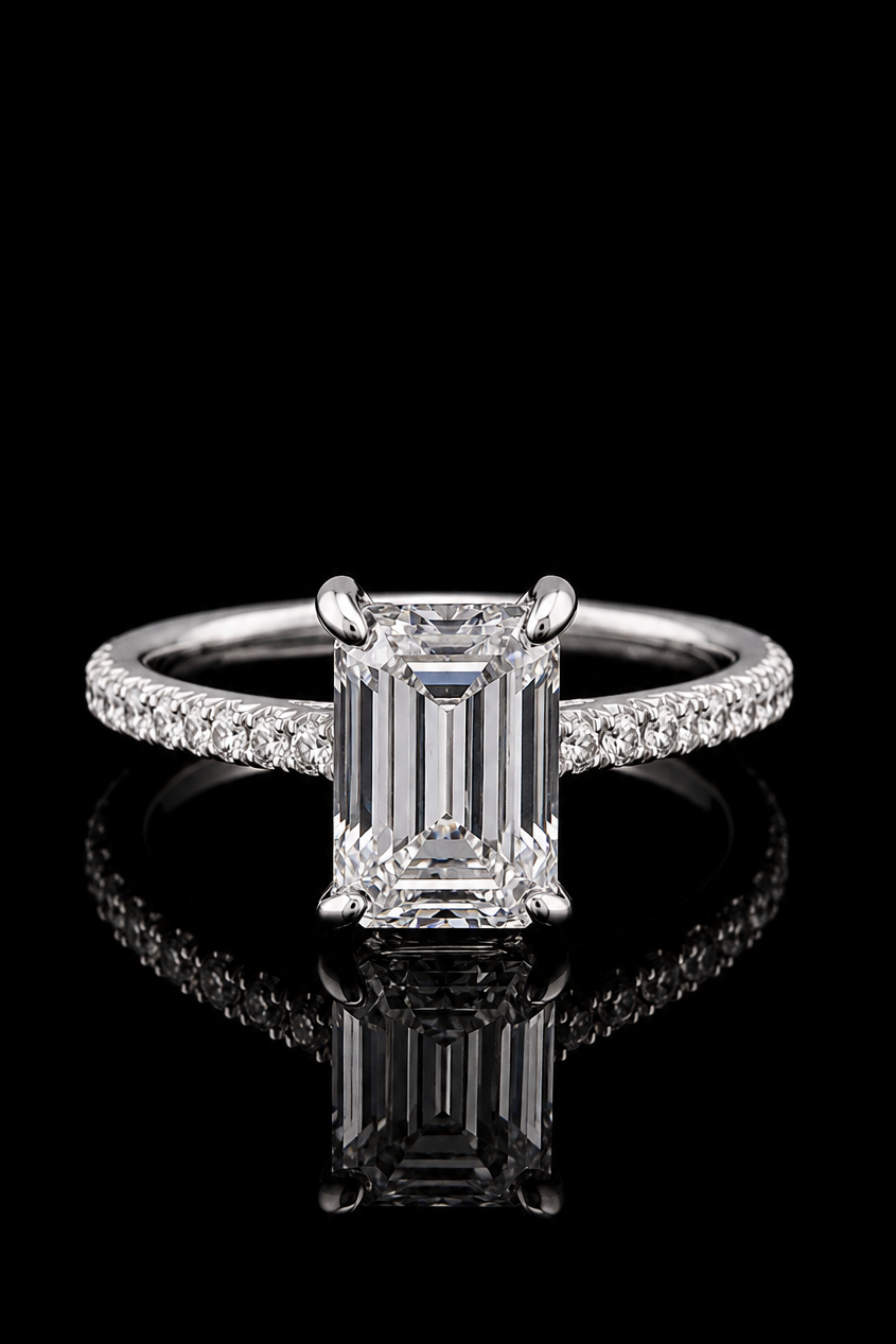 2.31ct Emerald Cut Lab Grown Engagement Ring