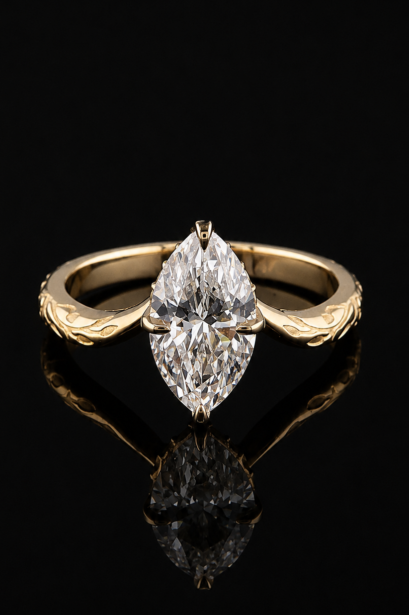 2.06ct Marquise Cut Lab Grown Engagement Ring