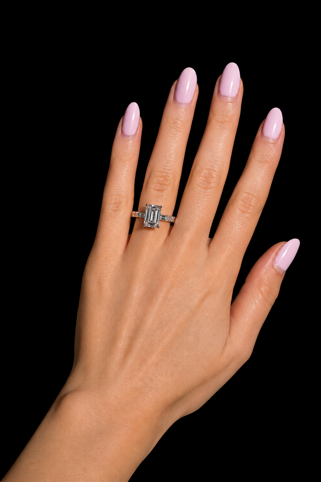 3.82ct Emerald Cut Lab Grown Engagement Ring