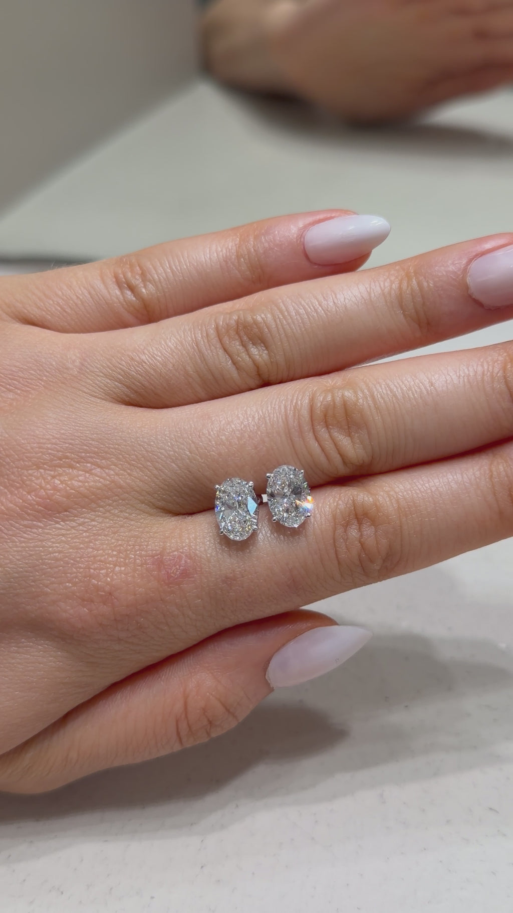 4.0ct Oval Cut Lab Grown Diamond Studs