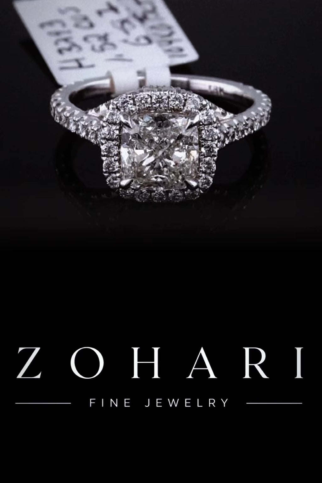 1.59ct Square Cushion Halo Lab Grown Engagement Ring