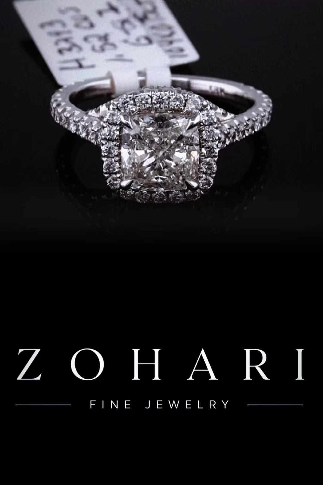 1.59ct Square Cushion Halo Lab Grown Engagement Ring