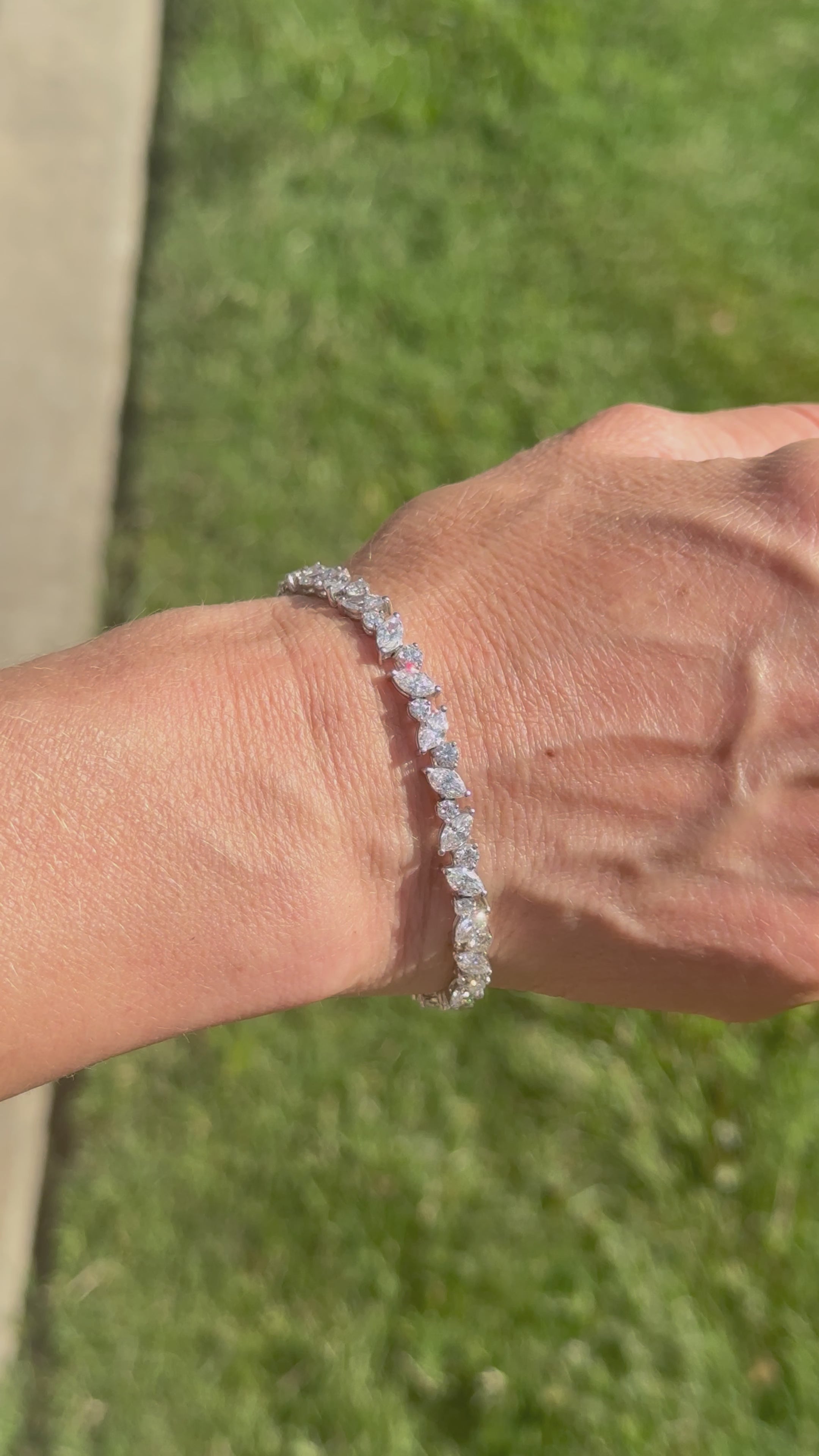 10.0ct Total Weight Marquise Round Cut Lab Grown Tennis Bracelet