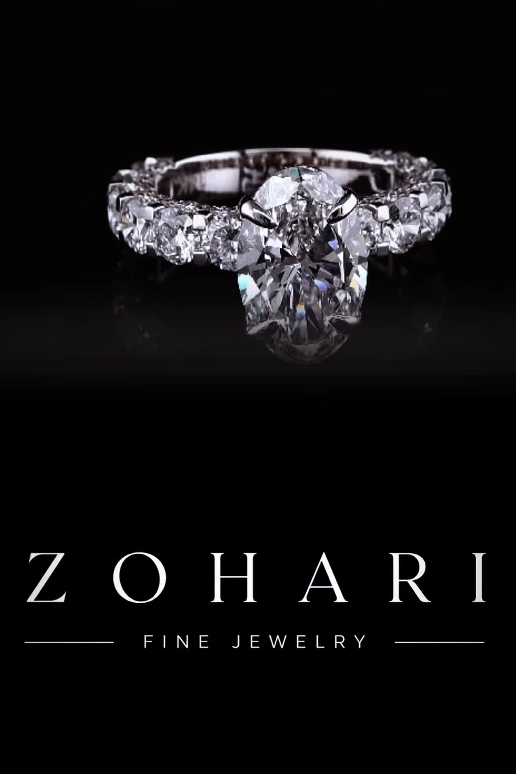 3.09ct Oval Cut Fully Flooded Lab Grown Engagement Ring