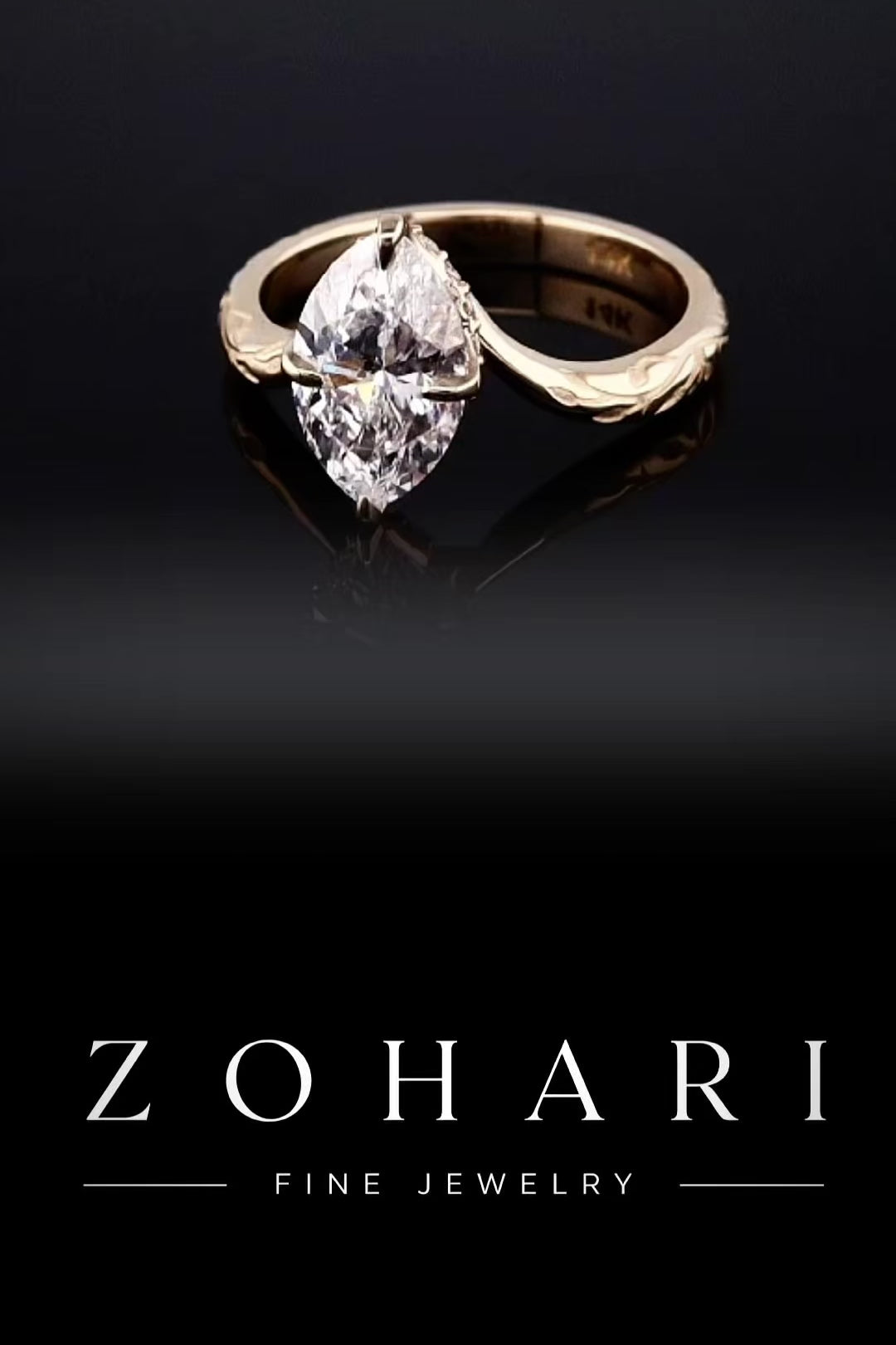 2.06ct Marquise Cut Lab Grown Engagement Ring