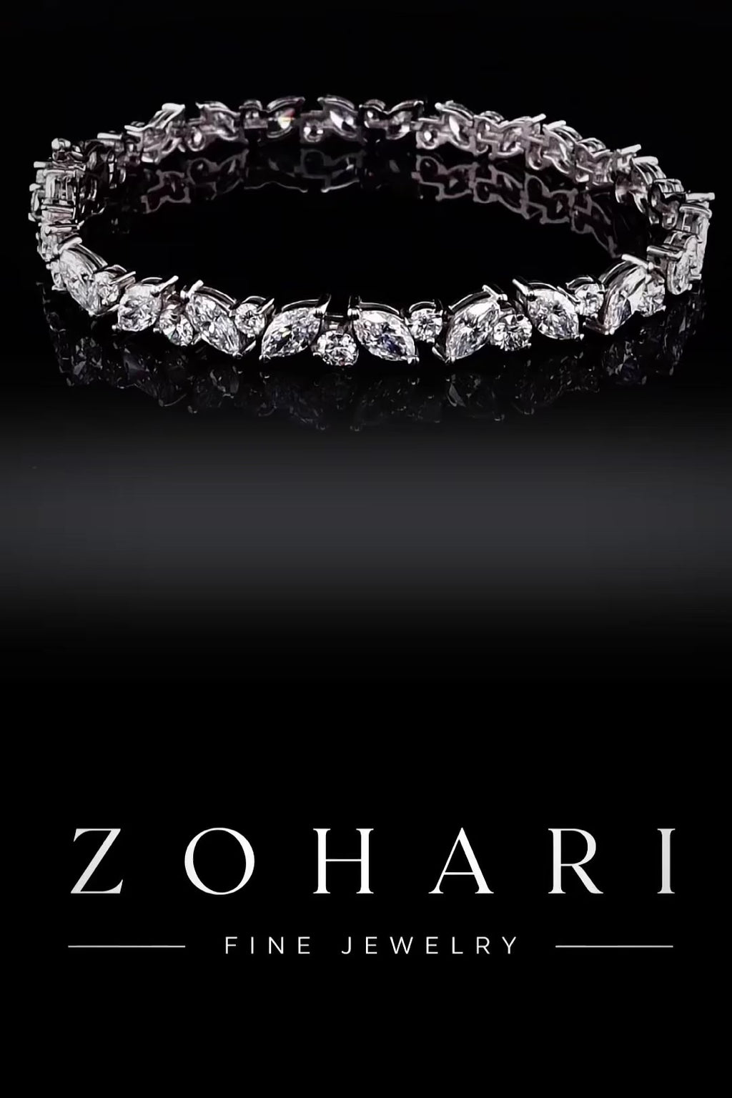 10.0ct Total Weight Marquise Round Cut Lab Grown Tennis Bracelet