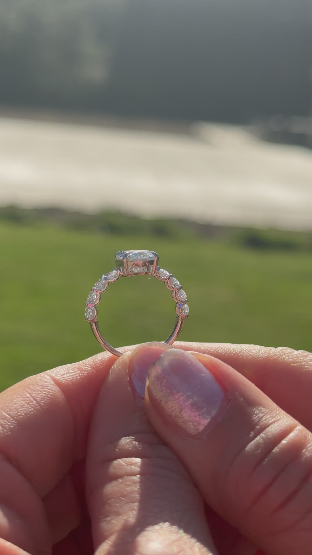 3.08ct Oval Cut Lab Grown Engagement Ring