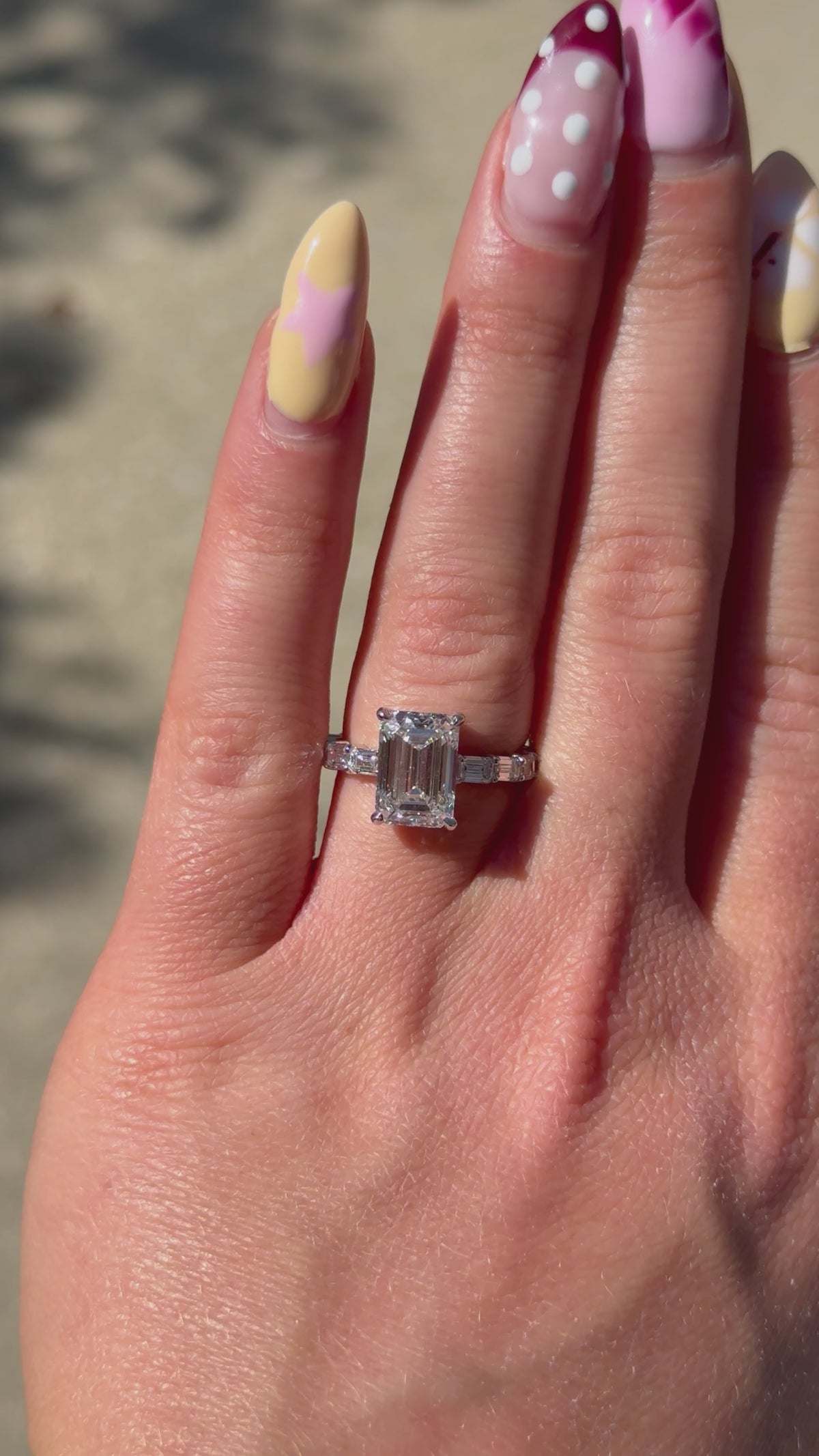 3.82ct Emerald Cut Lab Grown Engagement Ring