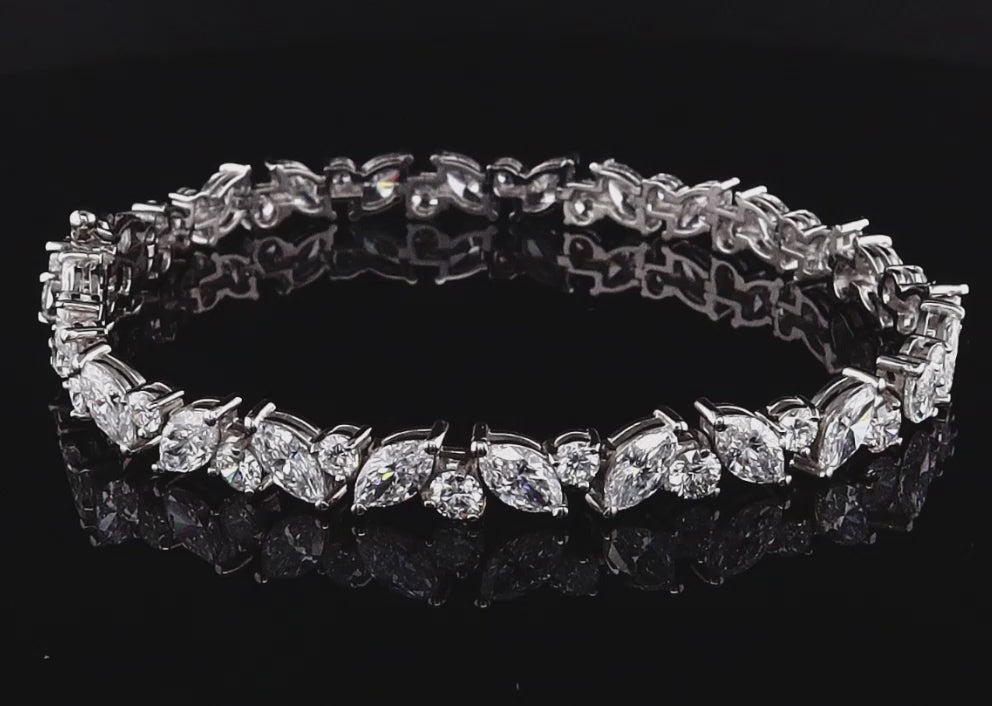 10.0ct Total Weight Marquise Round Cut Lab Grown Tennis Bracelet