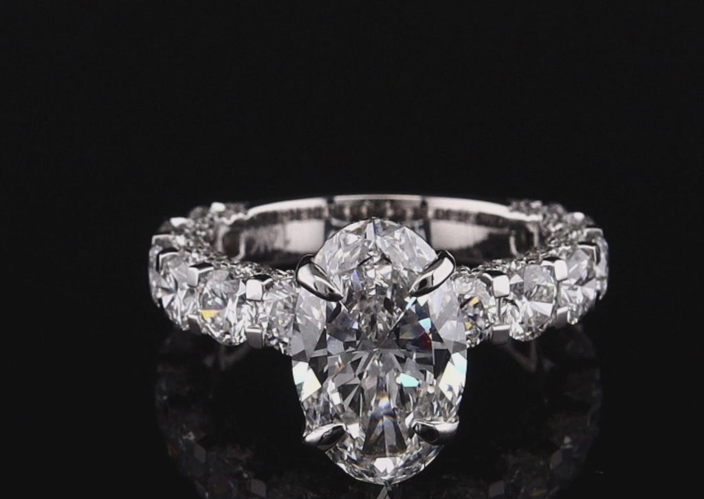 3.09ct Oval Cut Fully Flooded Lab Grown Engagement Ring