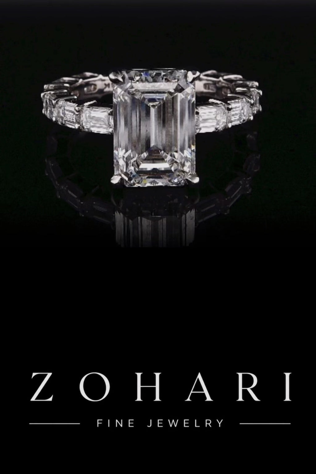 3.82ct Emerald Cut Lab Grown Engagement Ring