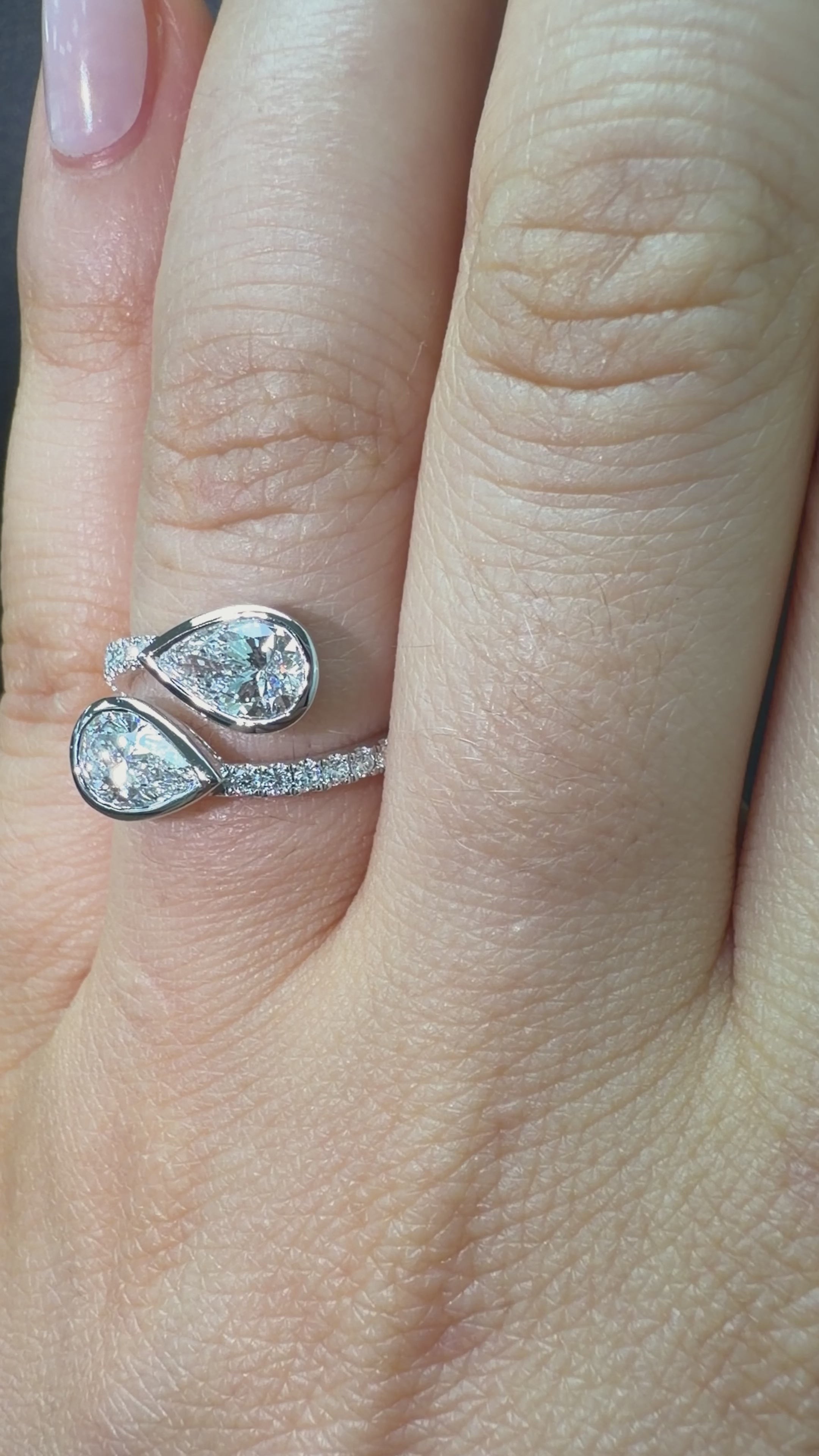 1.20ct Pear Cut Bezel Lab Grown Engagement Ring